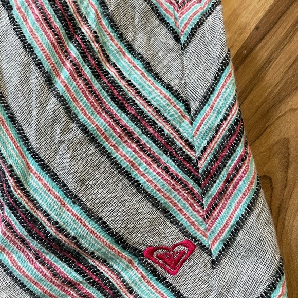 Y2K 2011 Roxy Strapless Mini Dress. Side Shirred Sweetheart Neckline-Boho Surf - Picture 4 of 8